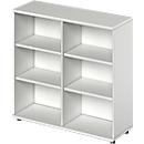 Open opzetkast TETRIS WOOD - B 1200 x D 421 x H 1160 mm - 3 OH - met glijders - lichtgrijs - ons merk Schäfer Shop Genius