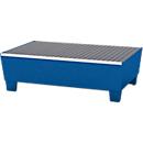 Opvangbak ASECOS, staal, met rooster en vorkheftruckschoenen, inhoud van 200 l, B 815 x D 1235 x H 350 mm, gelakt