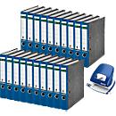 Ordner Leitz 1050, Rückenbreite 52 mm, 20 Stück + Locher Leitz 5008, 3 mm/30 Blatt, blau
