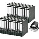 Ordner Leitz 1050, Rückenbreite 52 mm, 20 Stück + Locher Leitz 5008, 3 mm/30 Blatt, schwarz