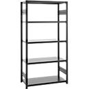 ORDO Business boltless shelving, basic shelving, modular, 5 shelves, shelf load 140 kg, bay load 1200 kg, W 1060 x D 435 x H 2000 mm, steel, black