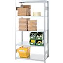 ORDO Industry boltless shelving, basic shelving, modular, 5 shelves, shelf load 140 kg, bay load 1200 kg, W 1060 x D 535 x H 2000 mm, galvanized steel