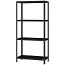 ORDO Schraubgrundregal, 4 Fachböden, Fachlast 125 kg, B 1000 x T 400 x H 1850 mm, tiefschwarz