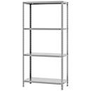 ORDO Schraubgrundregal, 4 Fachböden, Fachlast 125 kg, B 1000 x T 400 x H 1850 mm, verzinkt