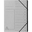 Organisateur FALKEN, format A4, fermeture élastique, carton, 12 compartiments, gris