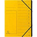 Organisateur FALKEN, format A4, fermeture élastique, carton, 12 compartiments, jaune