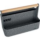 Organiseur de bureau Leitz, 2 compartiments + 3 passants pour stylos, jusqu'à 7,6 kg, L 380 x P 190 x H 255 mm, poignée en bois, feutre recyclé, gris foncé
