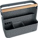 Organiseur de bureau Leitz, 3 compartiments + 3 passants pour stylos, jusqu'à 7,5 kg, L 380 x P 190 x H 300 mm, système d'accrochage, poignée en bois, feutre recyclé, gris foncé