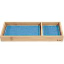 Organiseur de bureau Sigel Eyestyle, rectangulaire, 2 compartiments, inserts textiles en PET recyclé, bleu clair/gris foncé, L 245 x P 109 x H 25 mm, bois de bambou