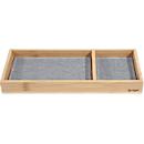 Organiseur de bureau Sigel Eyestyle, rectangulaire, 2 compartiments, inserts textiles en PET recyclé, gris clair/noir, L 245 x P 109 x H 25 mm, bois de bambou