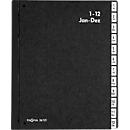 Organizador de escritorio PAGNA, para DIN A4, calendarios, 12 compartimentos, cartón manila negro