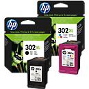 Original HP Tintenpatronen 302XL CMYK, Mixpack, schwarz, Tri-Colour