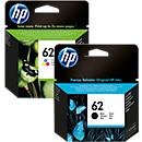 Original HP Tintenpatronen 62 CMYK, Mixpack, schwarz, Tri-Colour