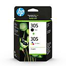 Originele HP inktcartridges 305 CMYK, Mixpack, zwart gepigmenteerd