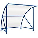 Outdoor shelter system Bamberg model, transparent, W 2040 mm, gentian blue RAL 5010