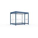 Outdoor shelter system WSM Köln K3 d/b, W 3180 x D 2165 x H 2510 mm, fully assembled, gentian blue RAL 5010