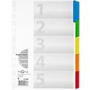 PAGNA card tabs, numbers 1-5, coloured tabs