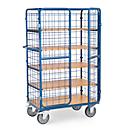 Paketwagen fetra®, 5 Etagen, Drahtgitter mit abschließbaren Doppelflügeltüren, bis 600 kg, L 1000 x B 600 mm