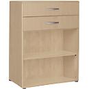 PALENQUE combi-boekenkast, 3 OH, 2 open vakken + 2 laden, B 800 x D 400 x 1104 mm, ahorndecor