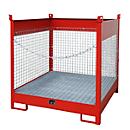 Palet apilable para barriles Bauer FSP-4 D, para 4 barriles de 200 l, rojo