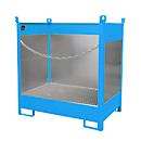 Palette à fûts Bauer FSP-2 G, panneau de protection anti-éclaboussures trilatéral, capacité 2 fûts de 200 L, bleu