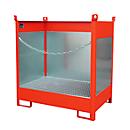 Palette à fûts Bauer FSP-2 G, panneau de protection anti-éclaboussures trilatéral, capacité 2 fûts de 200 L, rouge
