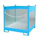 Palette à fûts Bauer FSP-4 G, panneau de protection anti-éclaboussures trilatéral, capacité 4 fûts de 200 L, bleu