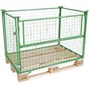 Palettenaufsatzrahmen, für Europaletten, Nutzlast bis 800 kg, Öffnungsklappe, stapelbar, B 1200 x T 800 x H 800 mm, Stahl, maigrün RAL 6017