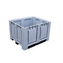 Palletbox Big Box 680 l, B 1200 x D 1000 x H 790 mm, gesloten, zilvergrijs, 3 sledes