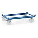 Palletframe, staal, tot 1050 kg, blauw, polyamide banden, met rem