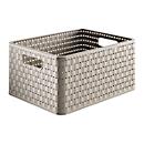 Panier de rangement Rotho COUNTRY, volume 18 l, format A4, sans couvercle, empilable, L 368 x l 278 x H 191 mm, PP, cappuccino