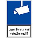 Panneau de signalisation moedel "Cette zone est sous surveillance vidéo !", DIN 33450, L 270 x l 180 mm, aluminium, bleu-noir-blanc