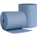 Papel de limpieza WIPEX BlueTech, uso universal, 3 capas, papel reciclado, azul, 2 rollos con núcleo Ø 280 mm y 500 paños, tamaño del paño 380 x 360 mm