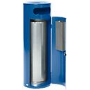 Papelera VAR KS 90, redonda, capacidad 90 l, con cenicero interior, con cierre, autoextinguible, con cubo interior, chapa de acero, azul genciana
