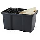 Paperflow Aufbewahrungsbox Bacs, 45 L, Polypropylen, stapelbar, nestbar, ergonomische Griffe, L 555 x B 395 x H 295 mm, Traglast 25 kg, schwarz