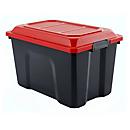 Paperflow Aufbewahrungsbox Locker, 60 L, Polypropylen, scharnierter Aufklappdeckel, stapelbar, L 580 x B 385 x H 365 mm, schwarz/rot
