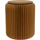Paperflow faltbarer Sitzhocker, Wabenkarton, Sitzkissen aus Kunstleder, Ø 300 mm x H 420 mm, bis 300 kg, braun
