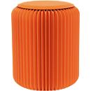 Paperflow faltbarer Sitzhocker, Wabenkarton, Sitzkissen aus Kunstleder, Ø 300 mm x H 420 mm, bis 300 kg, orange