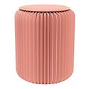 Paperflow faltbarer Sitzhocker, Wabenkarton, Sitzkissen aus Kunstleder, Ø 300 mm x H 420 mm, bis 300 kg, rosé