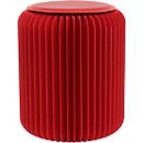 Paperflow faltbarer Sitzhocker, Wabenkarton, Sitzkissen aus Kunstleder, Ø 300 mm x H 420 mm, bis 300 kg, rot