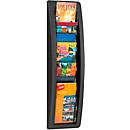 Paperflow Quickfit brochure wall holder, 5 compartments in 1/3 A4 format, W 168 x D 95 x H 650 mm, polystyrene, black