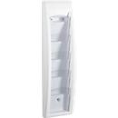 Paperflow Quickfit brochure wall holder, 5 compartments in DIN 1/3 A4 format, W 168 x D 95 x H 650 mm, polystyrene, white