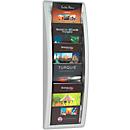 Paperflow Quickfit brochure wall holder, 5 compartments in DIN A5 format, W 228 x D 95 x H 650 mm, polystyrene, aluminum-colored