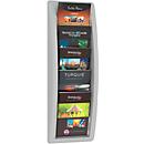 Paperflow Quickfit brochure wall holder, 5 compartments in DIN A5 format, W 228 x D 95 x H 650 mm, polystyrene, gray