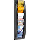 Paperflow Quickfit folderwandhouder, 5 vakken in 1/3 A4-formaat, B 168 x D 95 x H 650 mm, polystyreen, zwart