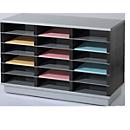 PAPERFLOW sorting station, DIN A4, steel/polystyrene, 18 compartments
