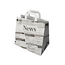 Papieren zakken Papstar Krantenpapier, tot 5 kg, met handvat, L 250 x B 260 x H 170 mm, kraftpapier, grijs-zwart, 50 st.