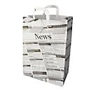 Papieren zakken Papstar Krantenpapier, tot 5 kg, met handvat, L 440 x B 320 x H 170 mm, kraftpapier, grijs-zwart, 50 st.