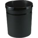 Papierkorb HAN GRIP, rund, Volumen 18 l, extra stabil, 2 Griffmulden, ohne Deckel, B 237 x T 312 x H 350 mm, Polypropylen, schwarz