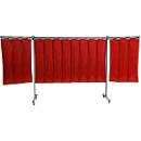 Paroi de protection mobile avec lamelles, 3 p., rouge